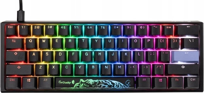 Ducky One 3 Classic Juodas/Baltas Mini žaidimų klaviatūra, RGB LED – MX-Speed-Sidabrinis US išdėstymas