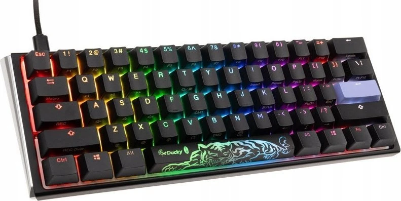 Ducky One 3 Classic Juodas/Baltas Mini žaidimų klaviatūra, RGB LED – MX-Speed-Sidabrinis US išdėstymas