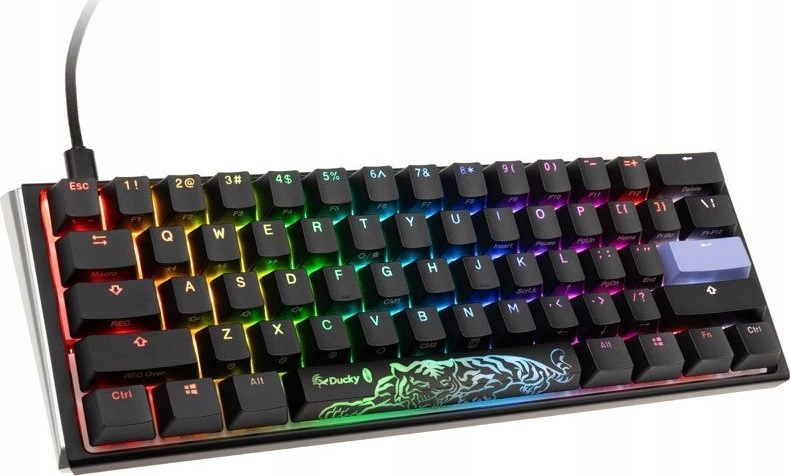 Ducky One 3 Classic Juodas/Baltas Mini žaidimų klaviatūra, RGB LED – MX-Raudona US išdėstymas