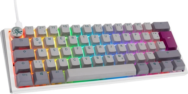 Ducky One 3 Mist Pilkas Mini Klaviatūra žaidimams, RGB LED - MX-Silent-Raudona
