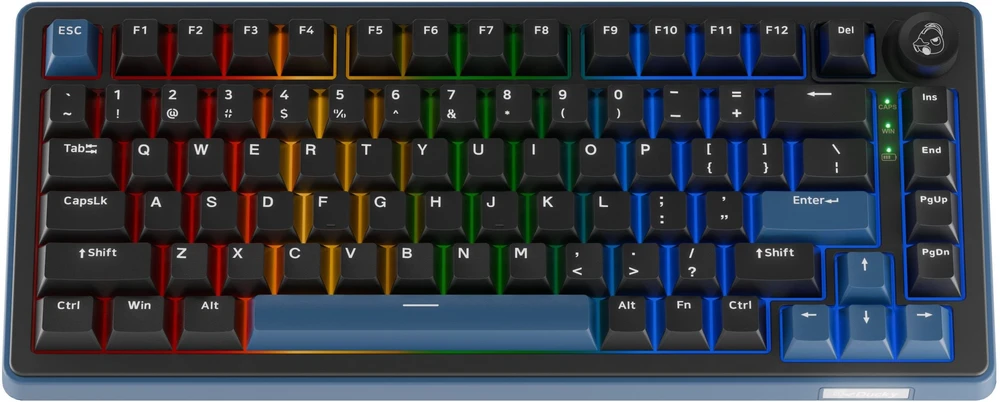 Ducky OK-M 75 žaidimų klaviatūra, 75%, Hot-Swappable, RGB, ANSI – KTT Baby Mėlyni jungikliai