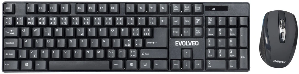 Klaviatūra Evolveo WK-142 su dołączoną myszką RF belaidė Czeski Juodas