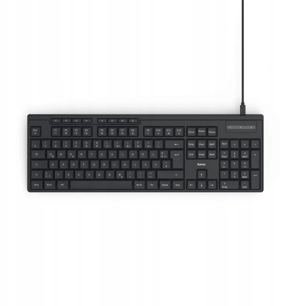 Klaviatūra Fujitsu Hama klaviatūra CK-200 su laidu, 8 przycisków multimedialnych, juoda, QWERTZ CZ (67173052)