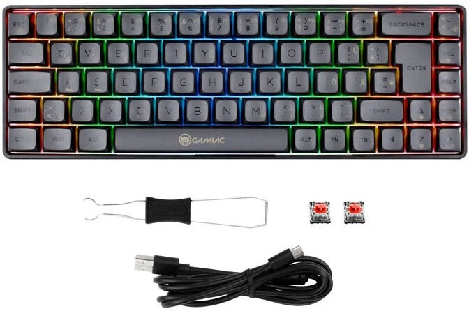GAMIAC TKL69G SF Klaviatūra žaidimams, Kailh Raudona - juodas/pilkas