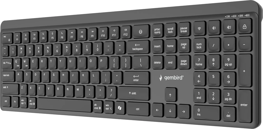 Gembird KB-WPS-03 Dual-mode pro-business slim Belaidė klaviatūra, 2.4G+BT, US išdėstymas