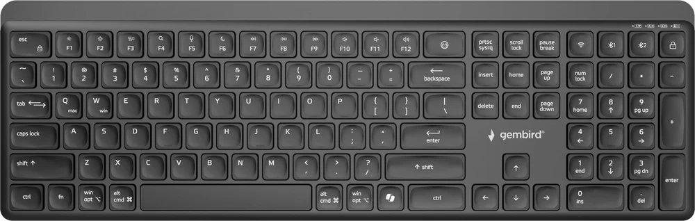 Gembird KB-WPS-03 Dual-mode pro-business slim Belaidė klaviatūra, 2.4G+BT, US išdėstymas