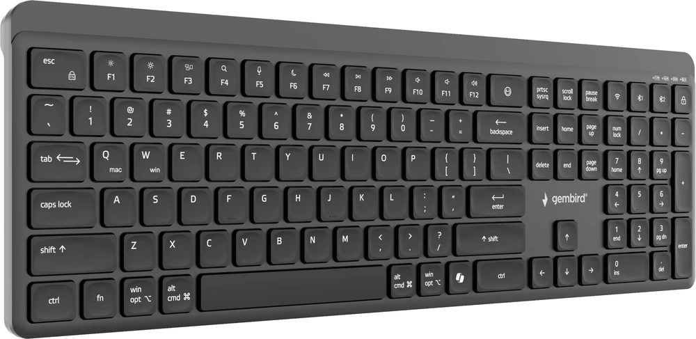 Gembird KB-WPS-03 Dual-mode pro-business slim Belaidė klaviatūra, 2.4G+BT, US išdėstymas