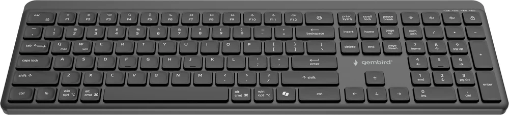 Gembird KB-WPS-03 Dual-mode pro-business slim Belaidė klaviatūra, 2.4G+BT, US išdėstymas