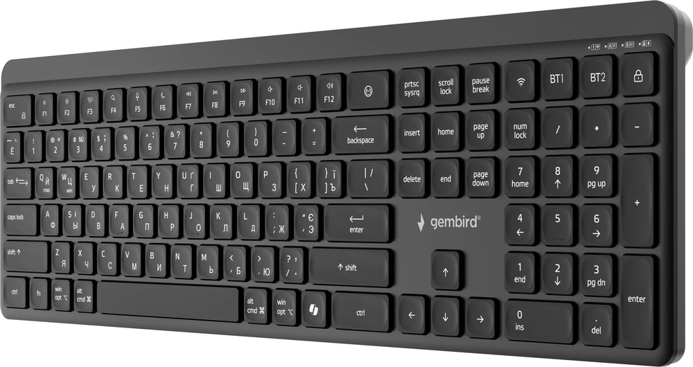 Gembird KB-WPS-03-CYRL Dual-mode pro-business slim Belaidė klaviatūra, 2.4G+BT, RU išdėstymas