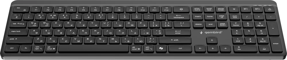 Gembird KB-WPS-03-CYRL Dual-mode pro-business slim Belaidė klaviatūra, 2.4G+BT, RU išdėstymas