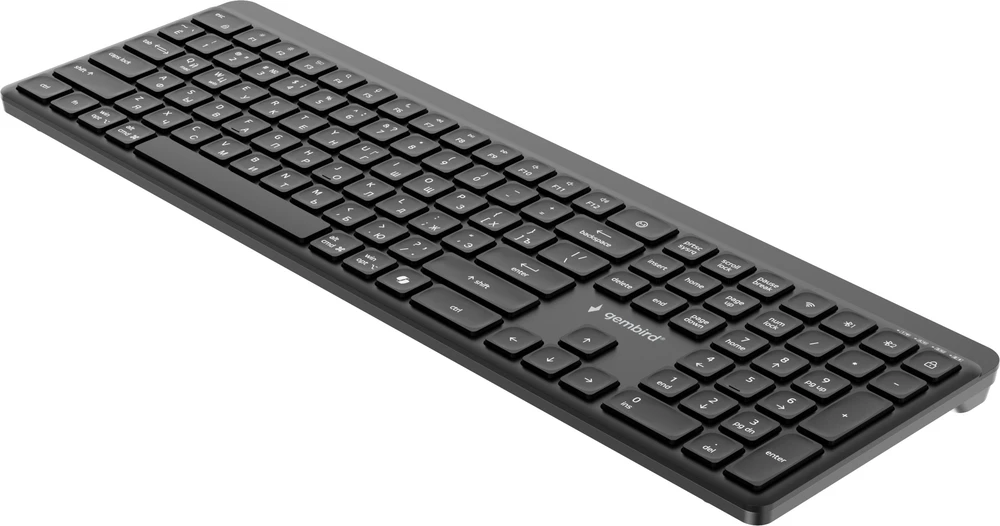 Gembird KB-WPS-03-CYRL Dual-mode pro-business slim Belaidė klaviatūra, 2.4G+BT, RU išdėstymas
