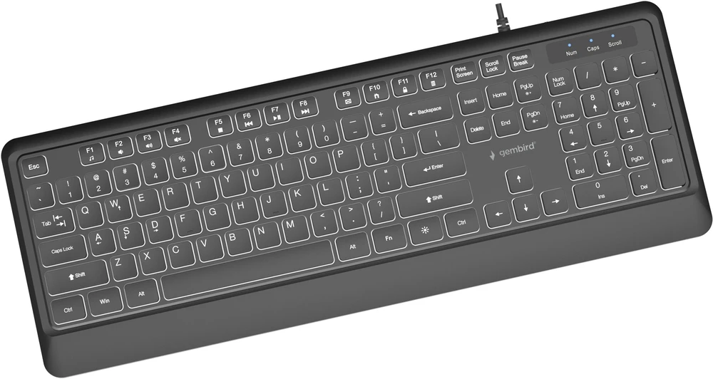 Gembird KB-UML-04 Slim su laidu backlight klaviatūra, juodas, US išdėstymas