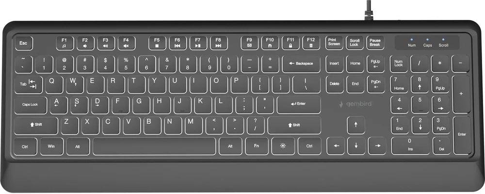 Gembird KB-UML-04 Slim su laidu backlight klaviatūra, juodas, US išdėstymas