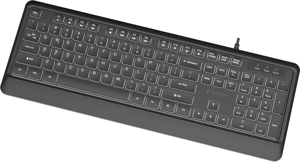 Gembird KB-UML-04 Slim su laidu backlight klaviatūra, juodas, US išdėstymas