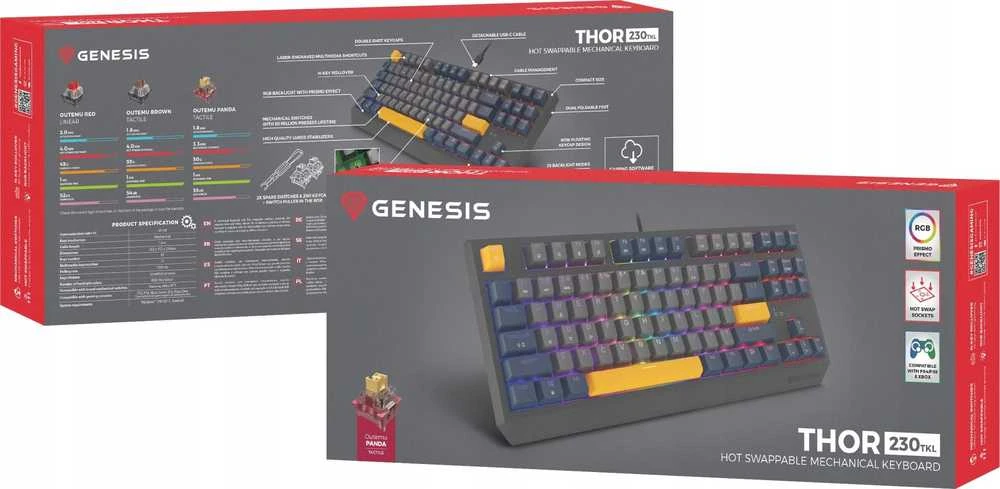 Genesis | THOR 230 | Mechaninė klaviatūra žaidimams | su laidu | US | Outemu Panda | Naval Mėlyna Negative
