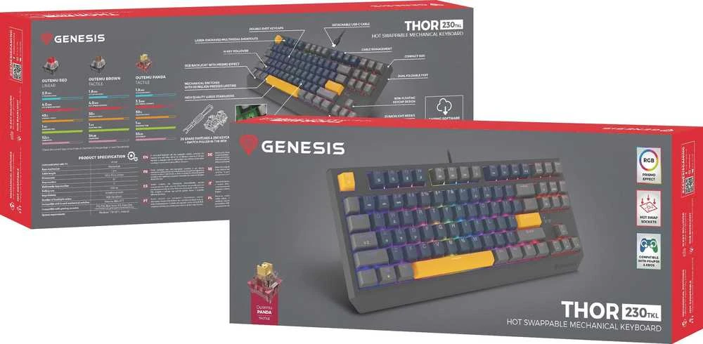 Genesis | THOR 230 | Mechaninė klaviatūra žaidimams | su laidu | US | Outemu Panda | Naval Mėlyna Positive