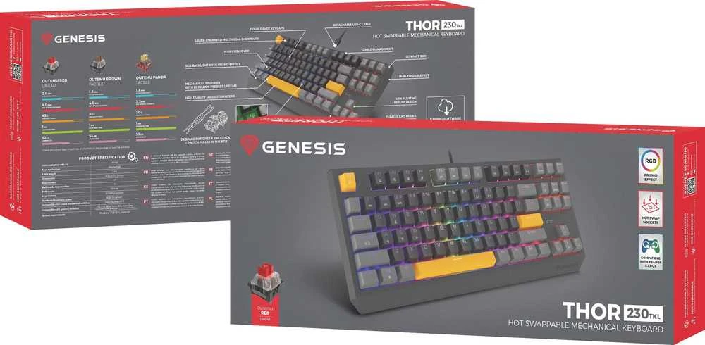 Genesis | THOR 230 | Mechaninė klaviatūra žaidimams | su laidu | US | Outemu Raudona | Anchor Gray Positive