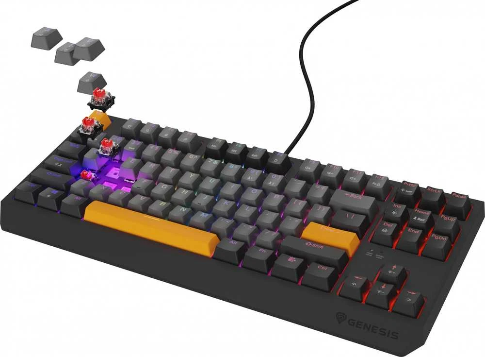 Genesis | THOR 230 TKL | Mechaninė klaviatūra žaidimams | su laidu | US | Outemu Raudona | Anchor Gray Negative