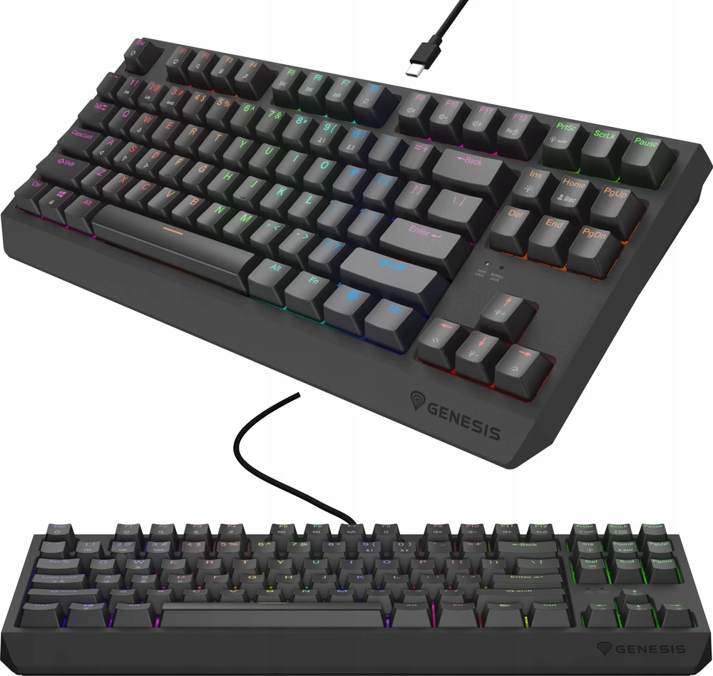 Klaviatūra žaidimams Genesis Thor 230 Outemu Raudona su laidu mechaninė su pašvietimu juoda