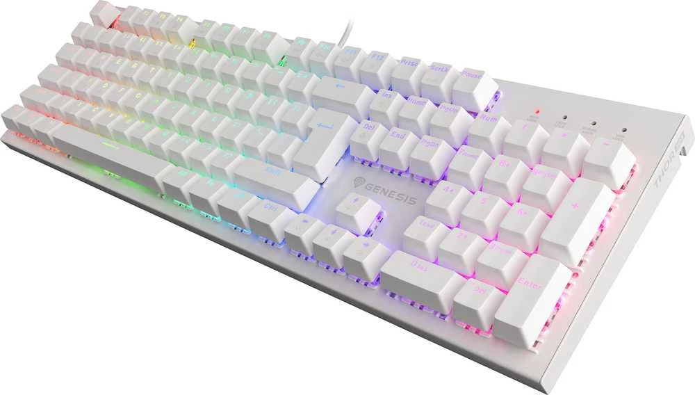 GENESIS THOR 303 FR BALTA ŽAIDIMŲ MECHANINĖ KLAVIATŪRA SU RGB APŠVIETIMU IR RUDAISIAIS (BROWN) JUNGIKLIAIS, HOT-SWAP
