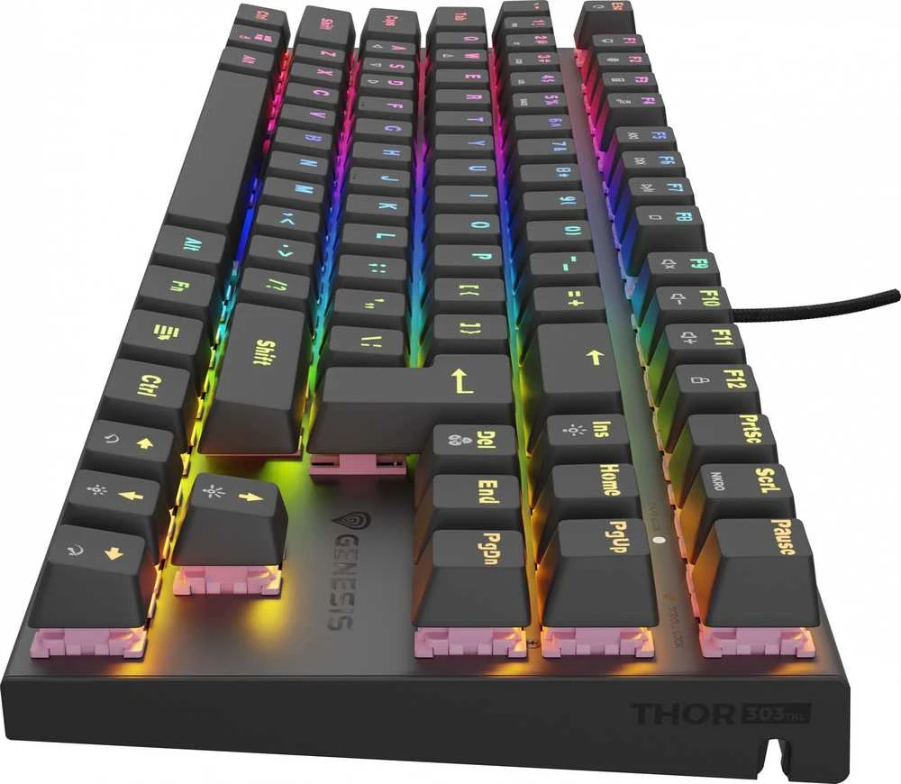 Genesis | THOR 303 | Mechaninė klaviatūra žaidimams | su laidu | US | Outemu Peach Silent | Juodas