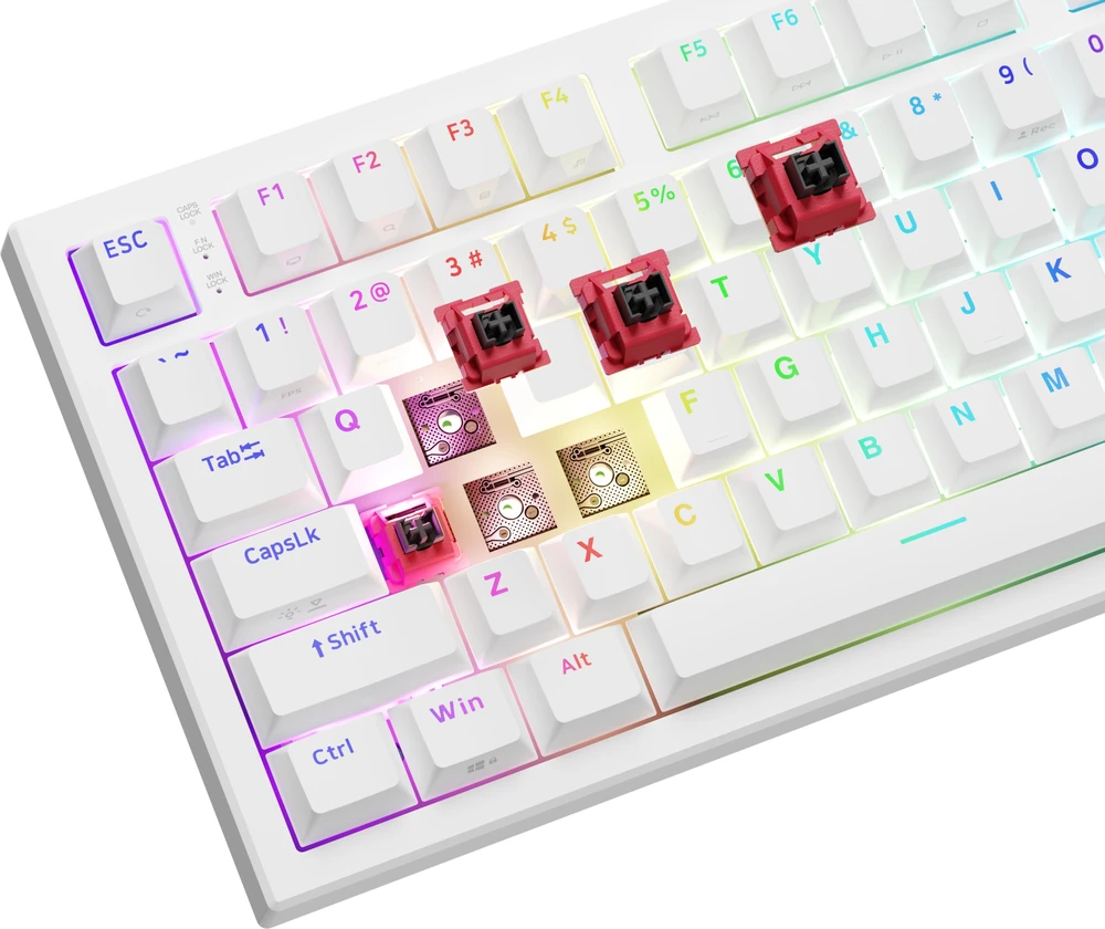 Klaviatūra žaidimams Genesis Thor 404 75% GenX Abyssal su laidu mechaninė su pašvietimu balta
