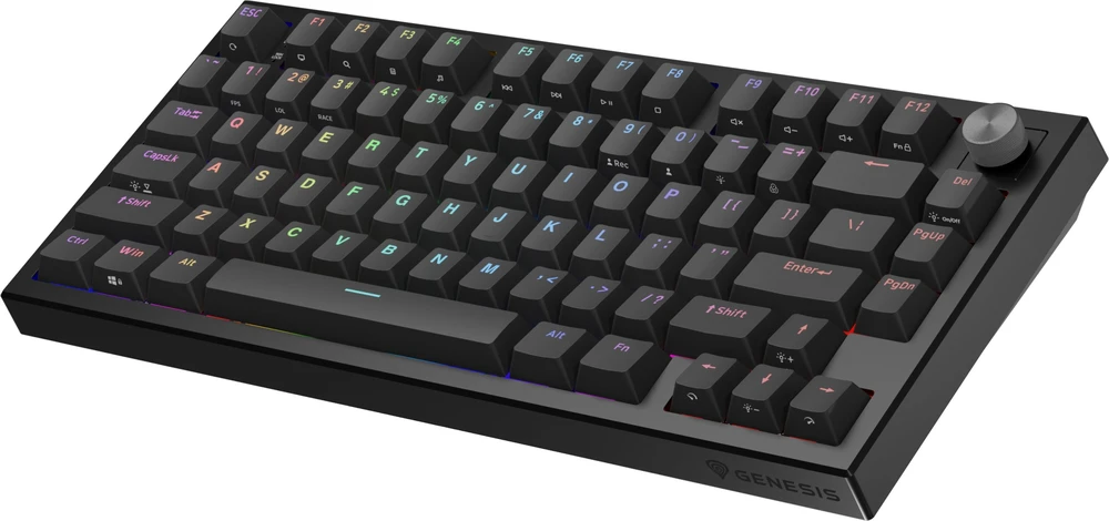 Klaviatūra žaidimams Genesis Thor 404 75% GenX Abyssal su laidu mechaninė su pašvietimu juoda