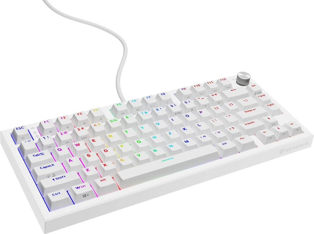 Klaviatūra žaidimams Genesis Thor 404 75% GenX Abyssal su laidu mechaninė su pašvietimu balta