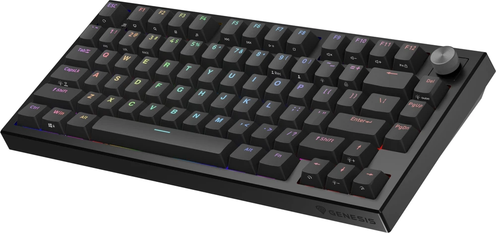 Klaviatūra žaidimams Genesis Thor 404 75% GenX Stratos Silent su laidu mechaninė su pašvietimu cicha juoda