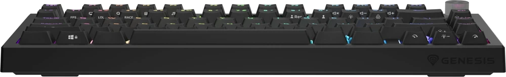 Klaviatūra žaidimams Genesis Thor 404 75% GenX Stratos Silent su laidu mechaninė su pašvietimu cicha juoda