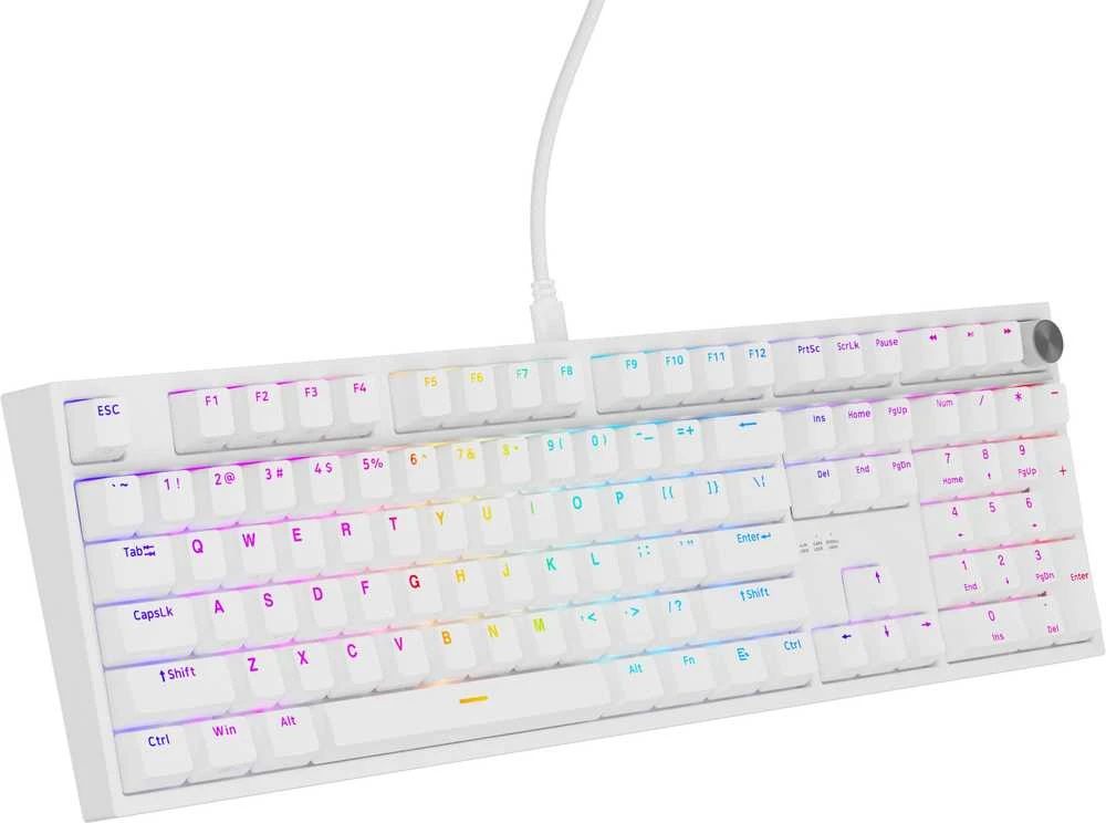 Klaviatūra žaidimams Genesis Thor 404 Gateron Geltona Pro su laidu mechaninė su pašvietimu balta