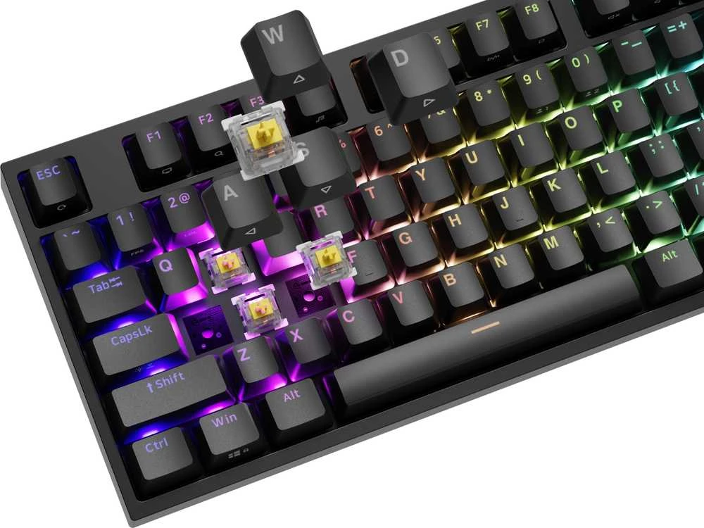 Klaviatūra žaidimams Genesis Thor 404 Gateron Geltona Pro su laidu mechaninė su pašvietimu juoda