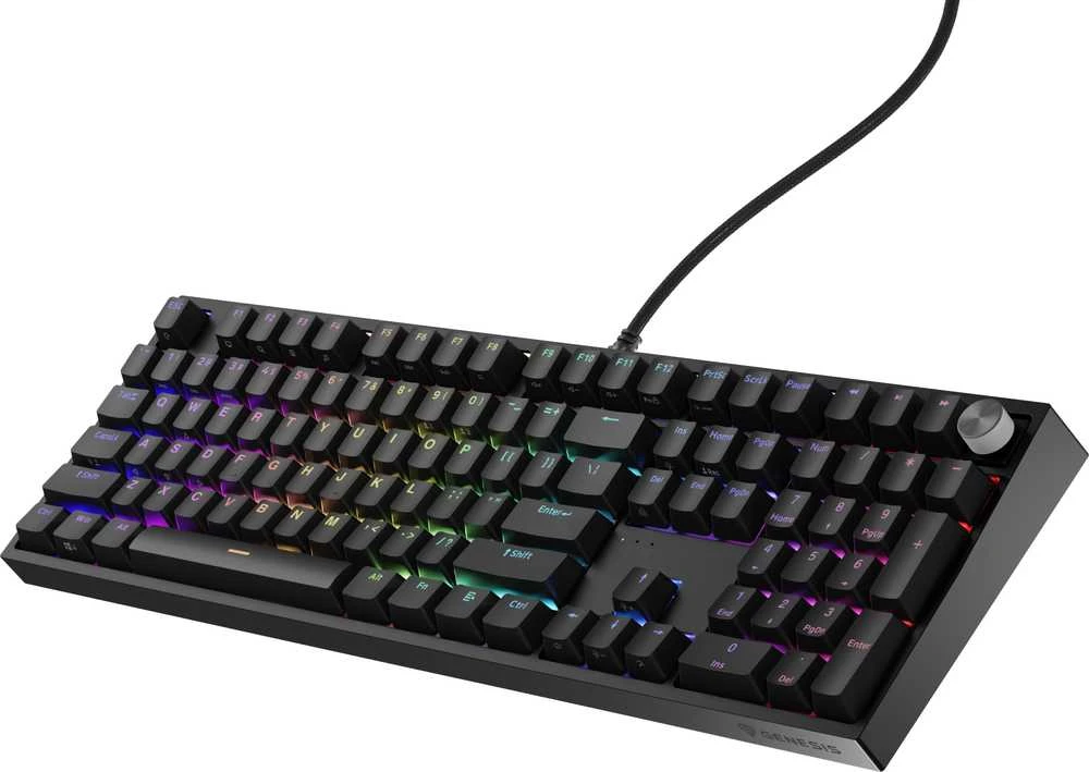 Klaviatūra žaidimams Genesis Thor 404 Gateron Geltona Pro su laidu mechaninė su pašvietimu juoda