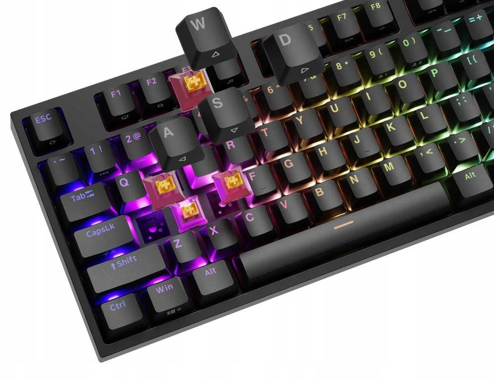 Klaviatūra žaidimams Genesis Thor 404 TKL Outemu Silent Peach su laidu mechaninė su pašvietimu juoda