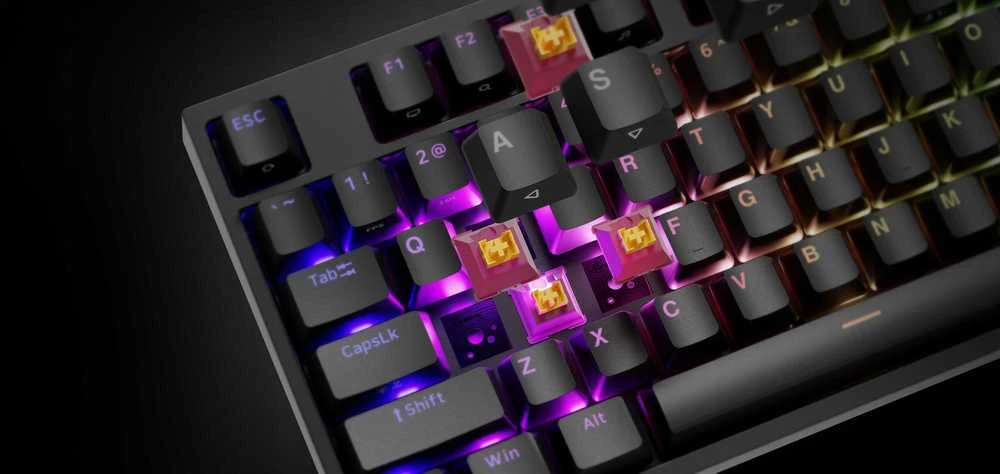 Klaviatūra žaidimams Genesis Thor 404 TKL Outemu Silent Peach su laidu mechaninė su pašvietimu juoda