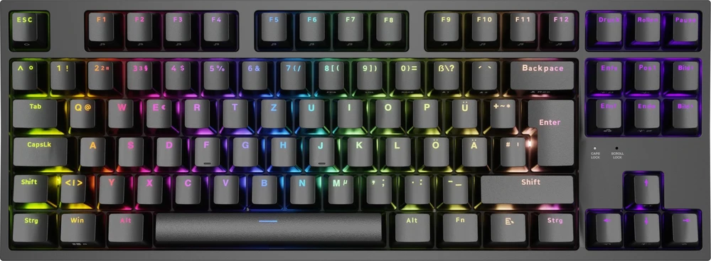 Klaviatūra žaidimams GENESIS THOR 404 TKL DE su pašvietimu RGB mechaninė Juoda GATERON Geltonas PR