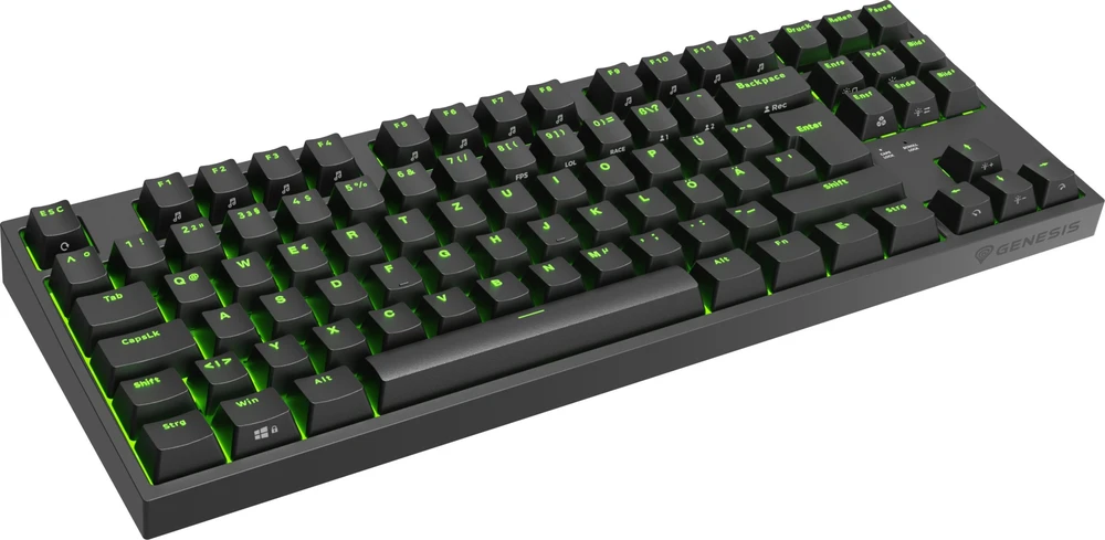 GNS GENESIS Thor 404 TKL klaviatūra Žaidimams USB QWERTZ Vokiečių Juoda