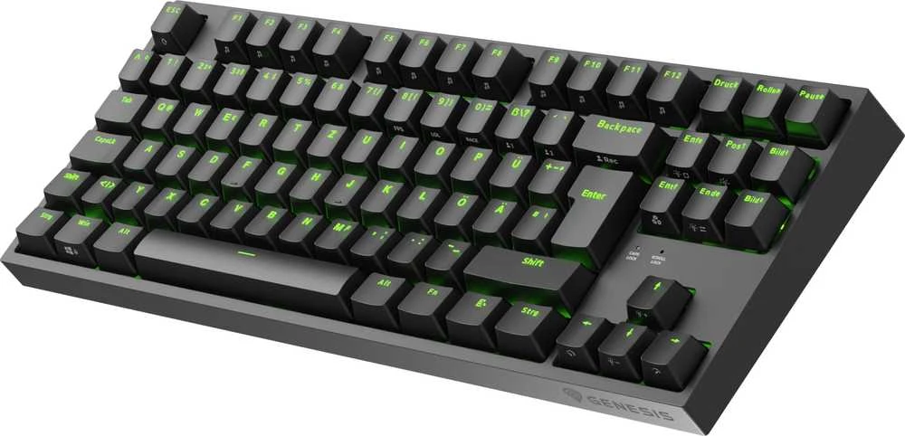 GNS GENESIS Thor 404 TKL klaviatūra Žaidimams USB QWERTZ Vokiečių Juoda