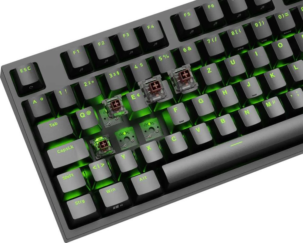 GNS GENESIS Thor 404 TKL klaviatūra Žaidimams USB QWERTZ Vokiečių Juoda