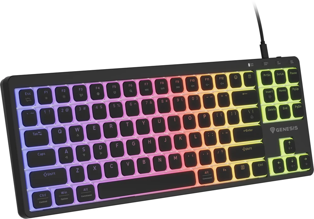 Klaviatūra žaidimams Genesis Thor 430 TKL Outemu Silent Rožinė su laidu mechaninė su pašvietimu juoda Hot-Swap Slim