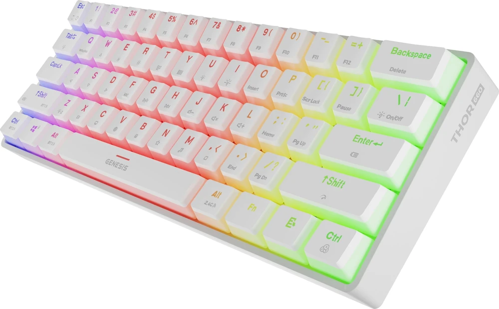 Genesis Klaviatūra žaidimams Thor 660 G2 Gateron Brown belaidė mechaninė su pašvietimu balta