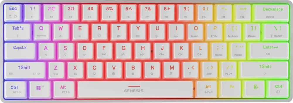 Genesis Klaviatūra žaidimams Thor 660 G2 Gateron Brown belaidė mechaninė su pašvietimu balta