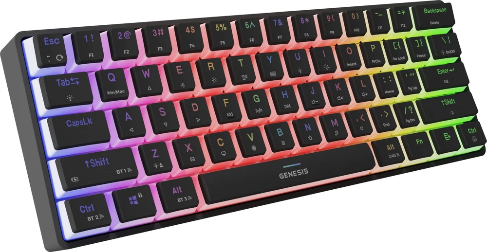Genesis Klaviatūra žaidimams Thor 660 G2 Gateron Brown belaidė mechaninė su pašvietimu juoda