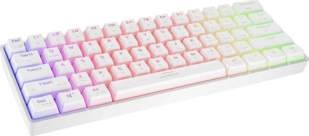 Genesis Klaviatūra žaidimams Thor 660 G2 Gateron Brown belaidė mechaninė su pašvietimu balta
