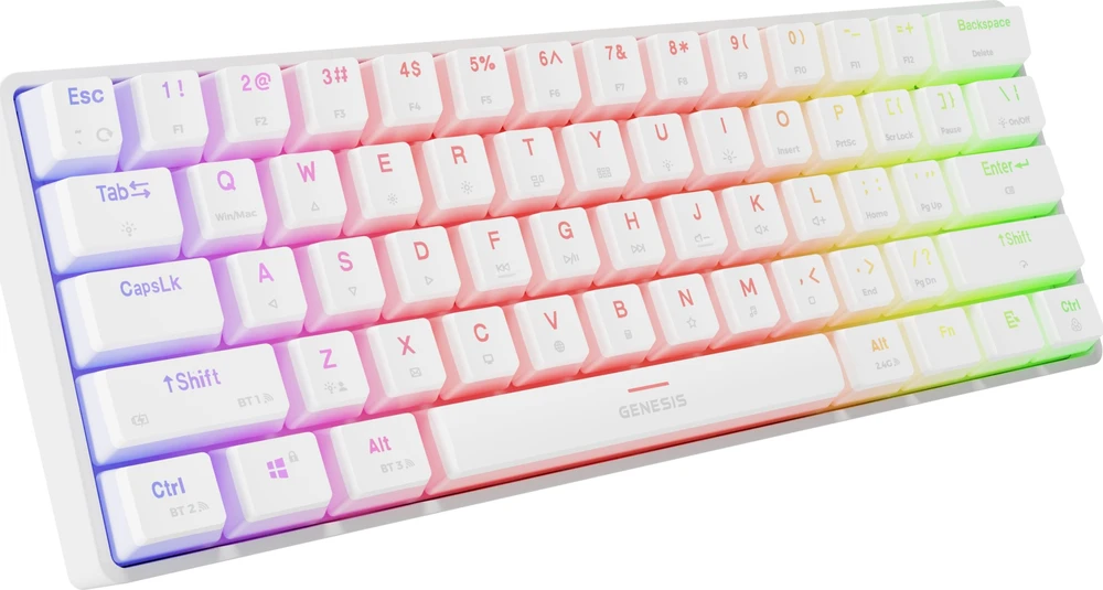 Genesis Klaviatūra žaidimams Thor 660 G2 Gateron Brown belaidė mechaninė su pašvietimu balta