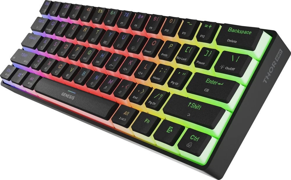 Genesis Klaviatūra žaidimams Thor 660 G2 Gateron Brown belaidė mechaninė su pašvietimu juoda