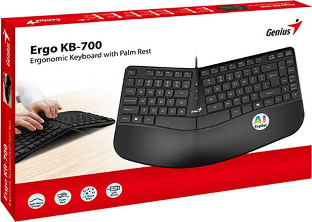 Genius Ergo KB-700 Copilot klaviatūra su laidu (USB) CZ/SK, juoda