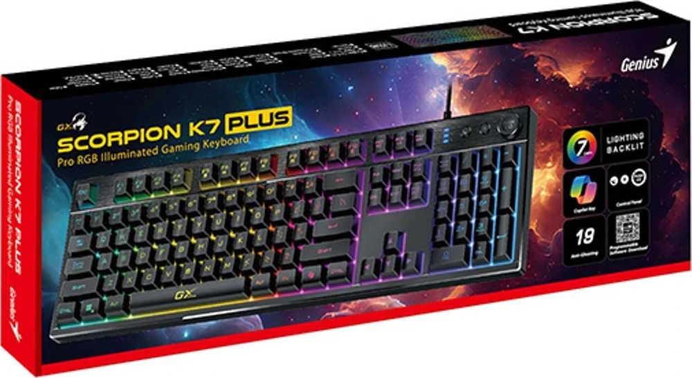 Genius GX Gaming Scorpion K7 Plus Copilot klaviatūra su laidu (USB) CZ/SK, juoda