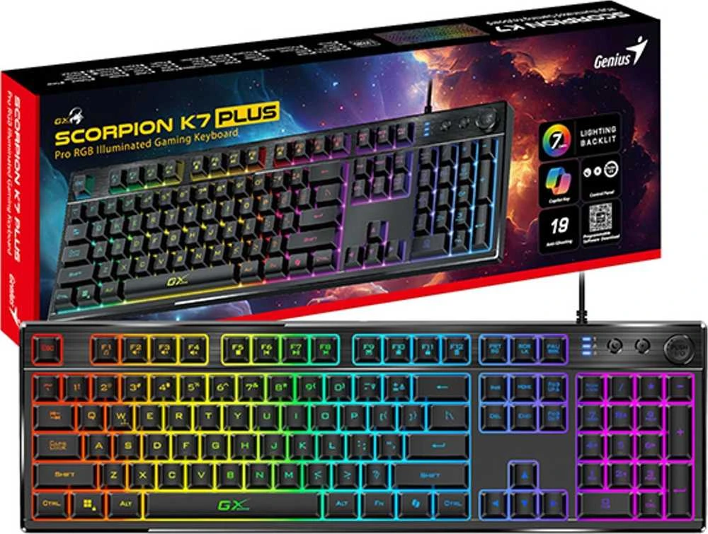 Genius GX Gaming Scorpion K7 Plus Copilot klaviatūra su laidu (USB) CZ/SK, juoda