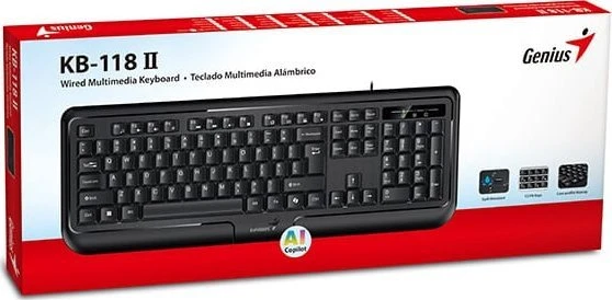 Genius KB-118 II COPILOT klaviatūra su laidu (USB) CZ/SK, juoda